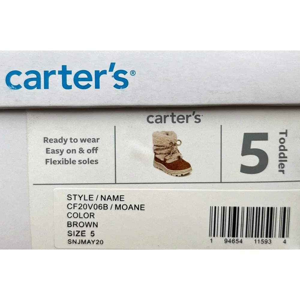 Carter's Baby Girls Faux Fur Warm‎ Winter Boots Size 5 Tan-Brown Lightweight